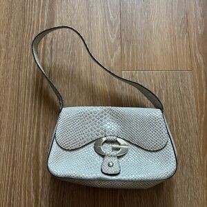 Vintage Y2K Guess Silver Snakeskin Shoulder Mini Bag Patent Leather